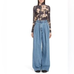Acne Studios Pakita High-rise Pleated Wide-leg Jeans In Blue Sz 36